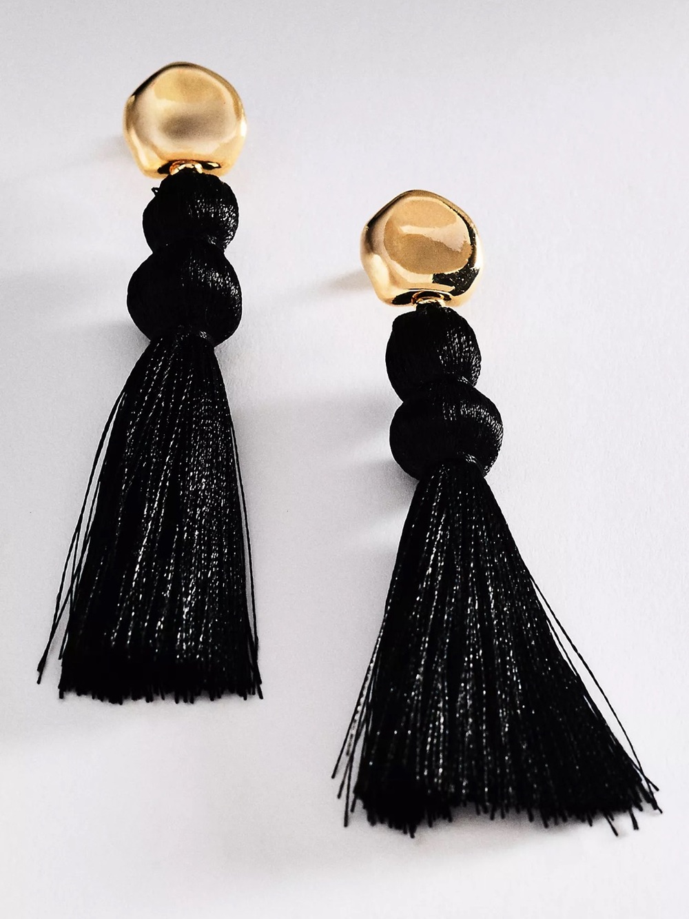 Anthropologie Tassel Drop Earrings - NWT - Black